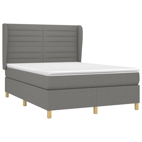 vidaXL Boxspring posteľ s matracom tmavosiv&aacute; 140x190 cm l&aacute;tka