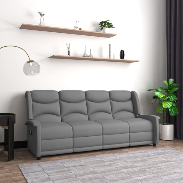 vidaXL 4-miestne sklápacie masážne kreslo, svetlosivé, mikrovlákno