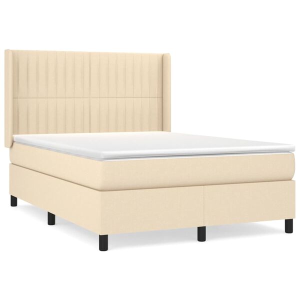 vidaXL Posteľn&yacute; r&aacute;m boxspring s matracom kr&eacute;mov&yacute; 140x200 cm l&aacute;tka