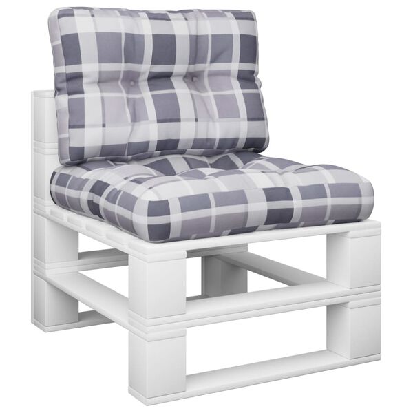 vidaXL Podložky na paletový nábytok 2 ks, sivé kocky, látka