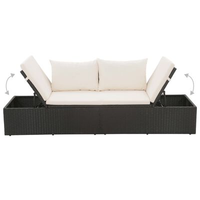 vidaXL Záhradná posteľ čierna 195x60 cm polyratan