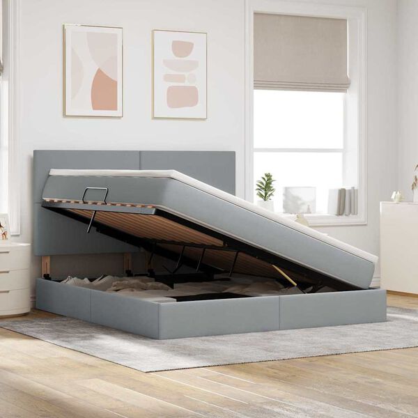 vidaXL Postel s &uacute;ložn&yacute;m prostorem a matrac&iacute; Svetlosiv&aacute; 160 x 200 cm