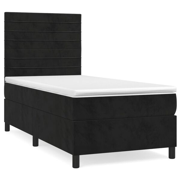 vidaXL Posteľn&yacute; r&aacute;m boxspring s matracom čierny 90x190 cm zamat