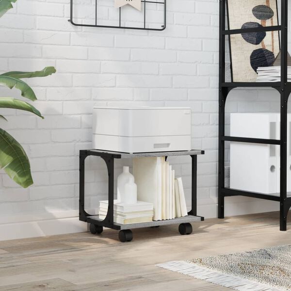 vidaXL Stojan na tlačiareň 2-posch. sivý sonoma 41x28x33,5cm kom.drevo