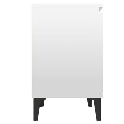 vidaXL Nočný stolík kovové nohy lesklý biely 40x30x50 cm