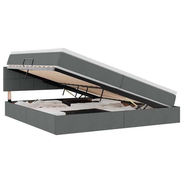 vidaXL Postel s &uacute;ložn&yacute;m prostorem a matrac&iacute; Tmavo &scaron;ed&aacute; 200 x 200 cm