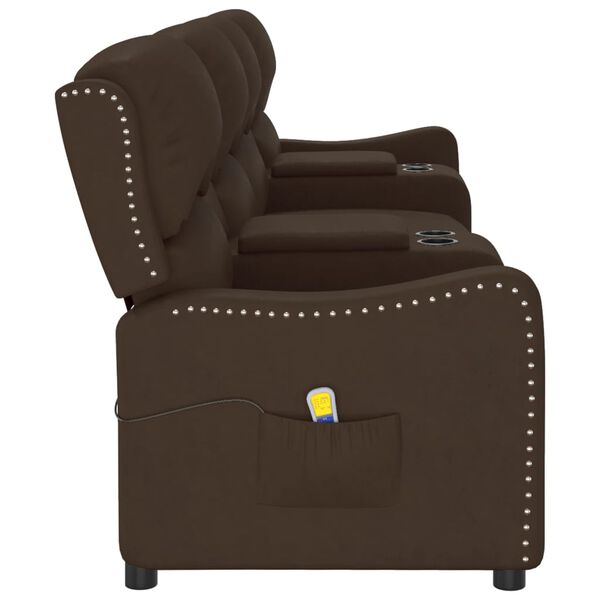 vidaXL 4-miestne sklápacie masážne kreslo+držiaky na poháre, hnedé