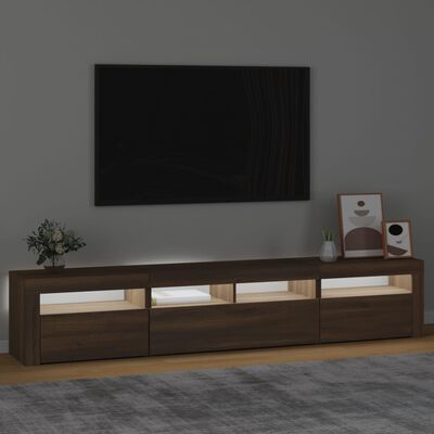 vidaXL TV skrinka s LED svetlami hnedý dub 210x35x40 cm