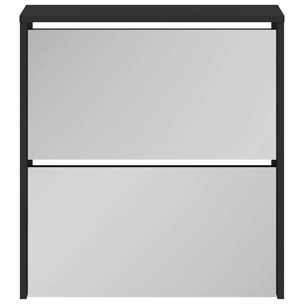 vidaXL Botn&iacute;k so zrkadlom 2-poschodov&yacute; čierny 63 x 17 x 67 cm