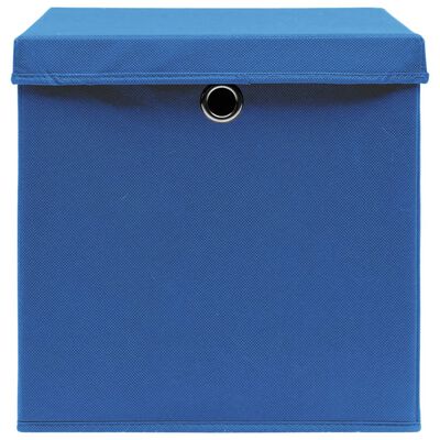 vidaXL Úložné boxy s vekom 10 ks, 28x28x28 cm, modré