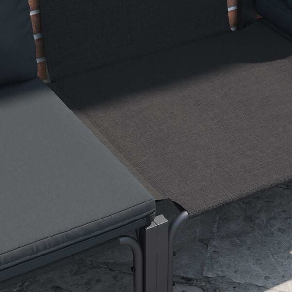 vidaXL Súprava záhradných pohoviek s vankúšom 9 pcs Čierna Oceľ