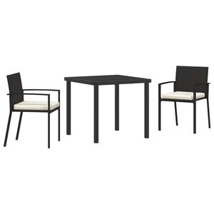 vidaXL Z&aacute;hradn&yacute; jed&aacute;lensk&yacute; set 3 pcs Čierna