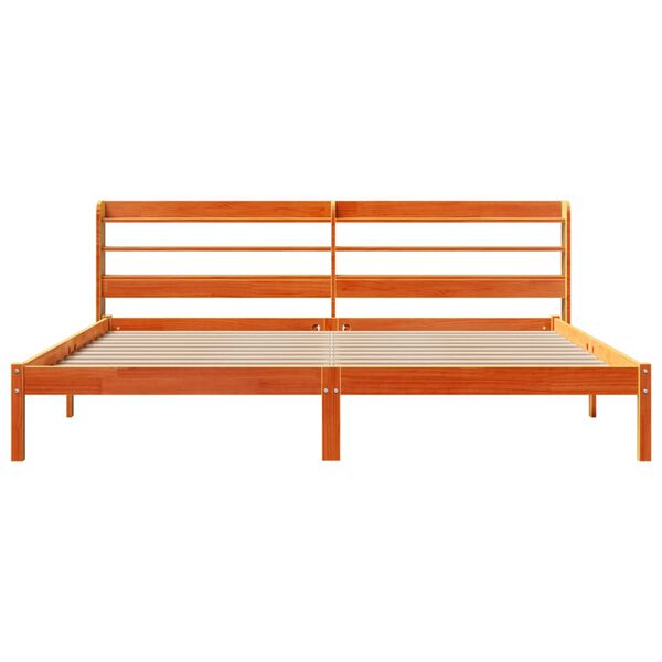 vidaXL Posteľný rám s čelom voskovo hnedý 200x200 cm borovicový masív