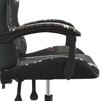 vidaXL Otočná herná stolička čierna a maskáčová umelá koža