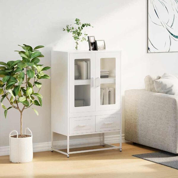 vidaXL Vysoká skrinka biela 68x39x111,5 oceľ