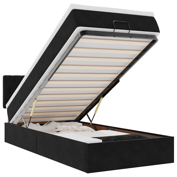 vidaXL Osmansk&yacute; r&aacute;m postele s matracom čierna 90x200 cm zamat