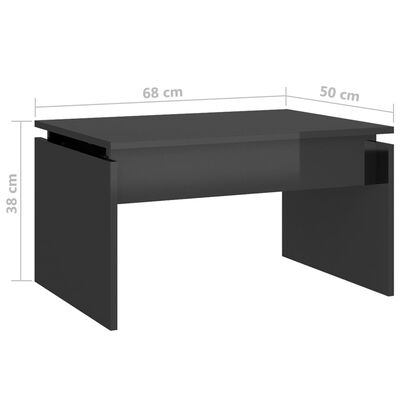 vidaXL Konferenčný stolík lesklý sivý 68x50x38 cm drevotrieska
