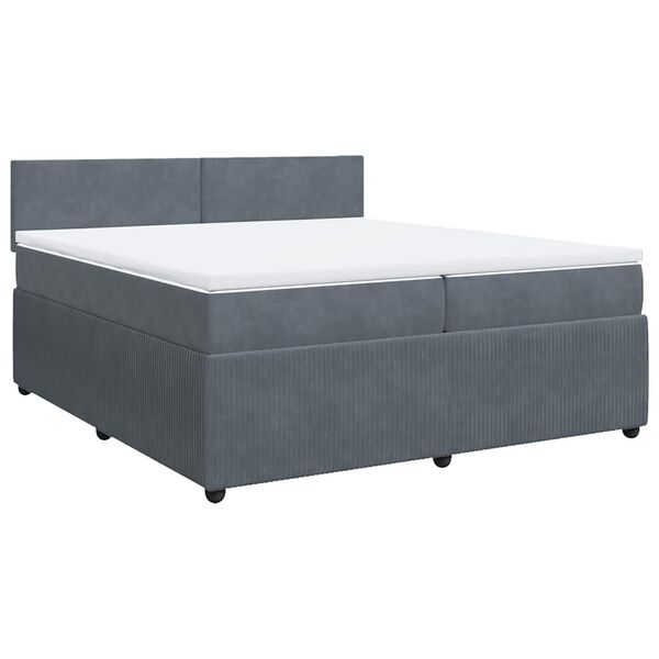 vidaXL Posteľn&yacute; r&aacute;m boxspring s matracom tmavosiv&yacute; 200x200 cm zamat