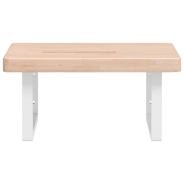 vidaXL Polica pod umývadlo, nástenná, oceľ a dubový masív