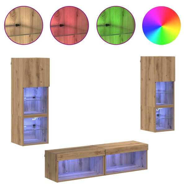 vidaXL Stenn&aacute; jednotka pre TV 6 pcs Remeseln&yacute; dub Kompozitn&eacute; drevo