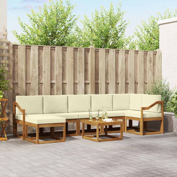 vidaXL Z&aacute;hradn&aacute; s&uacute;prava gaučov s vank&uacute;&scaron;om 8 pcs Pr&iacute;rodn&aacute; a kr&eacute;mov&aacute;