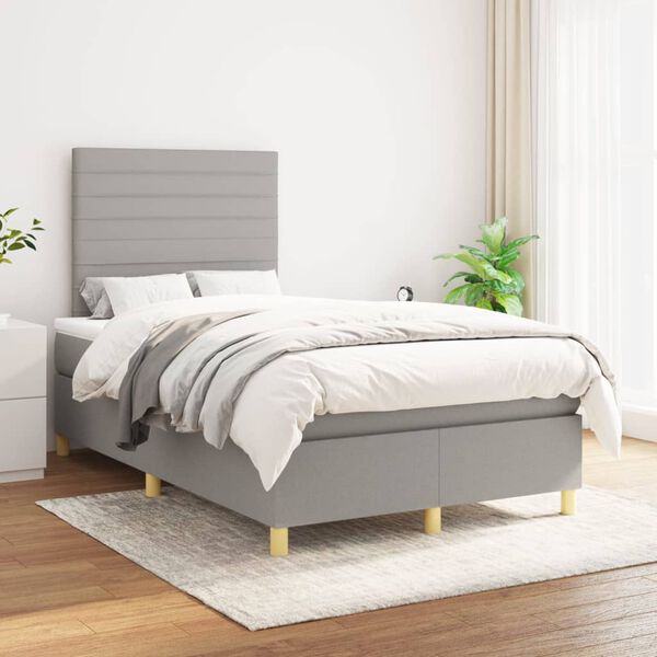 vidaXL Boxspring posteľ s matracom bledosiv&aacute; 120x200 cm l&aacute;tka