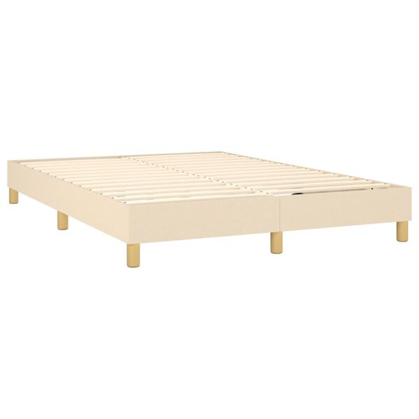vidaXL Boxspring posteľ s matracom kr&eacute;mov&yacute; 140x190 cm l&aacute;tka