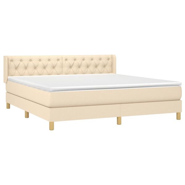 vidaXL Posteľn&yacute; r&aacute;m boxspring s matracom kr&eacute;mov&yacute; 160x200 cm l&aacute;tka
