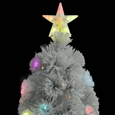 vidaXL Osvetlený umelý vianočný stromček, biely 120 cm, optické vlákno