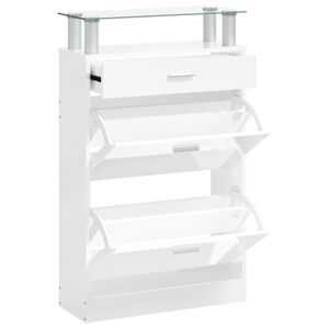 vidaXL Botn&iacute;k leskl&yacute; biely 63x24x104 cm spracovan&eacute; drevo
