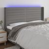 vidaXL Čelo postele s LED tmavosiv&eacute; 163x16x118/128 cm l&aacute;tka