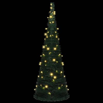 vidaXL Rozkladací osvetlený umelý vianočný stromček, zelený 180 cm