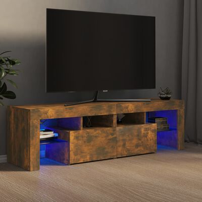 vidaXL TV skrinka s LED svetlami dymový dub 140x36,5x40 cm