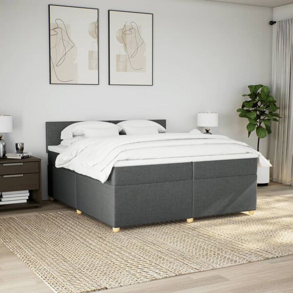 vidaXL Boxspring posteľ s matracom tmavosiv&aacute; 200x200 cm l&aacute;tka