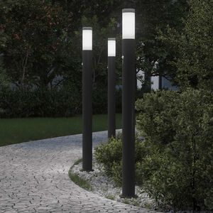vidaXL Stĺpikov&eacute; svetl&aacute; so senzorom 3 ks 110 cm nehrdzavej&uacute;ca oceľ IP44