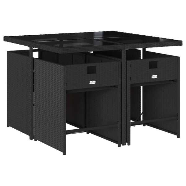 vidaXL 5-dielna záhradná jedálenská súprava a vankúše čierna polyratan