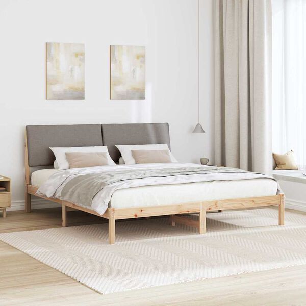 vidaXL R&aacute;m postele Hned&aacute; a taupe 200 x 200 cm Borovicov&yacute; mas&iacute;v