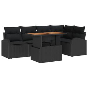 vidaXL S&uacute;prava z&aacute;hradn&yacute;ch pohoviek s vank&uacute;&scaron;om 6 pcs Čierna