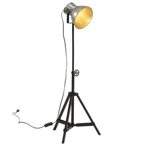 vidaXL Podlahov&aacute; lampa 25 W starožitn&aacute; strieborn&aacute; 35x35x65/95 cm E27