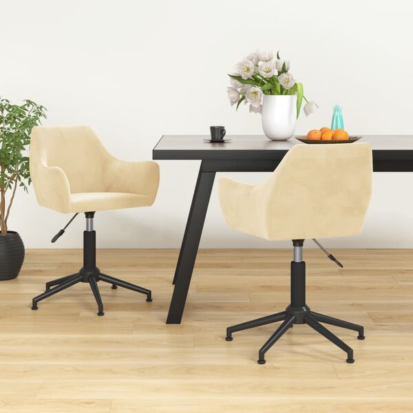 vidaXL Otočn&aacute; jed&aacute;lensk&aacute; stolička kr&eacute;mov&aacute; zamatov&aacute;