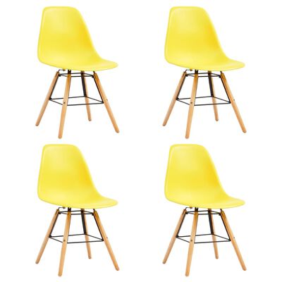 vidaXL Jedálenské stoličky 4 ks, žlté, plast