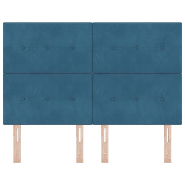 vidaXL Zadn&eacute; čelo s čelnou doskou Tmavomodr&aacute; 144 cm Umel&aacute; koža