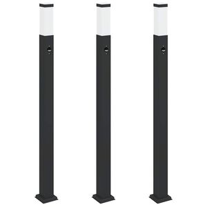 vidaXL Stĺpikov&eacute; svetl&aacute; so senzorom 3 ks 110 cm čierne IP44