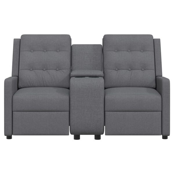 vidaXL 2-miestne skl&aacute;pacie mas&aacute;žne kreslo+držiak na poh&aacute;re, svetlosiv&eacute;