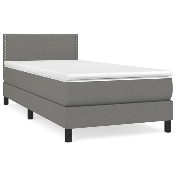 vidaXL Boxspring posteľ s matracom tmavosiv&aacute; 90x200 cm l&aacute;tka
