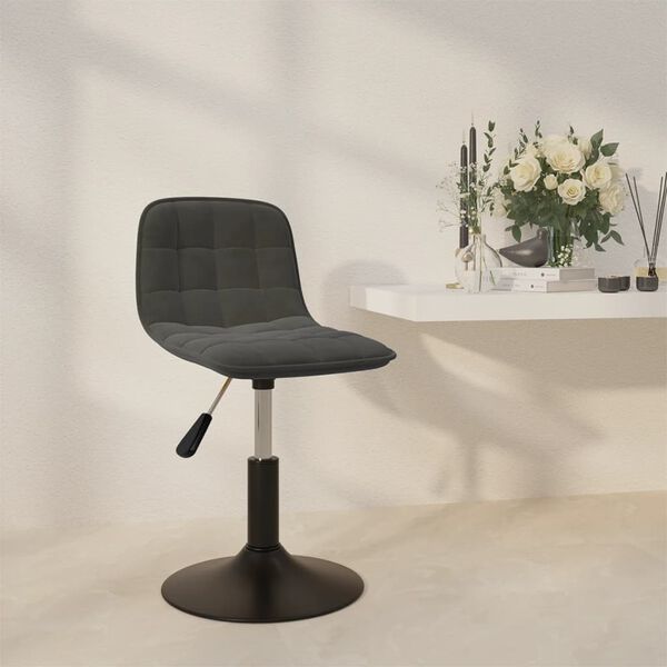 vidaXL Otočn&aacute; jed&aacute;lensk&aacute; stolička tmavosiv&aacute; zamatov&aacute;