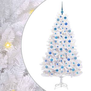 vidaXL Umel&yacute; Skl&aacute;pac&iacute; Vianočn&yacute; Stromček Biela 180 cm PVC a oceľ