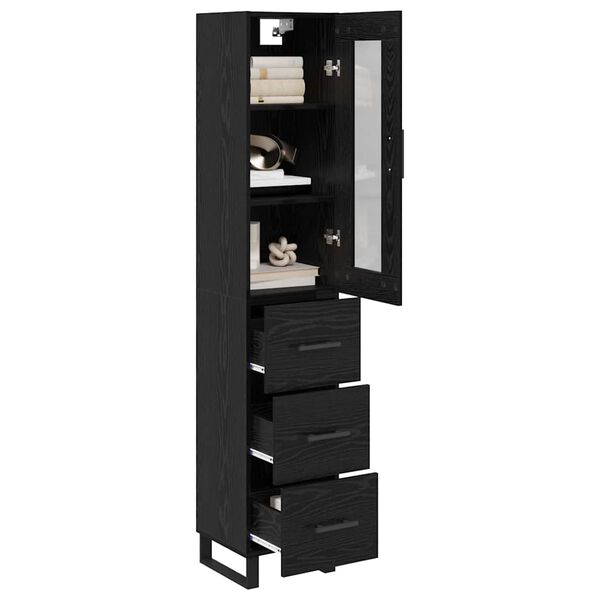 vidaXL Highboard Čierny dub 34,5 x 34 x 180 cm Kompozitn&eacute; drevo