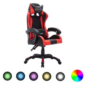 vidaXL Hern&aacute; stolička s RGB LED svetlami červeno-čierna umel&aacute; koža