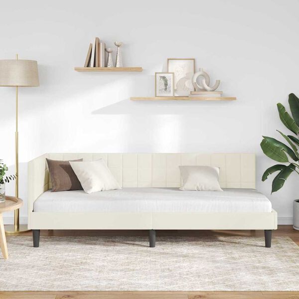 vidaXL Rohov&yacute; r&aacute;m postele s čelnou doskou Kr&eacute;mov&aacute; 80 cm x 200 cm Zamat